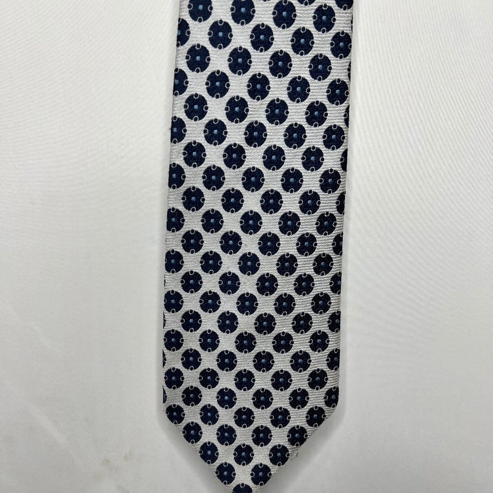 Vintage Liebert Men’s Neck Tie 4 ¼” WIDE 70's Polyester Gray & Blue Coachman